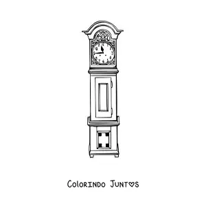 Desenho para colorir de um relógio antigo marcando a hora