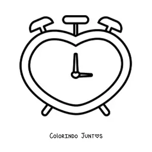 Desenho para colorir de um despertador em forma de coração