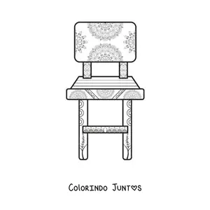Desenho para colorir de uma cadeira bonita com estampa de mandala