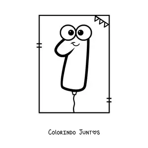 Desenho para colorir de um balão em formato do número 1