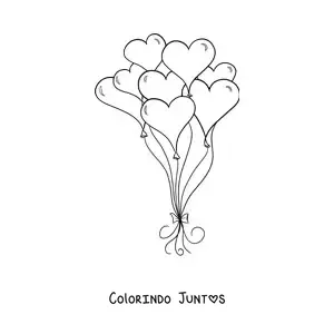 Desenho para colorir de vários balões em formato de coração