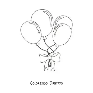 Desenho para colorir de quatro balões presos com um laço