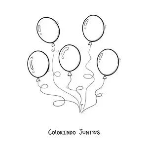 Desenho para colorir de cinco balões de aniversário