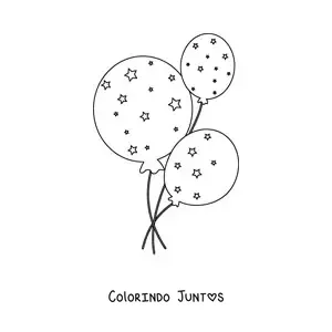 Desenho para colorir de três balões com estrelas