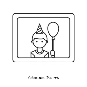 Desenho para colorir de um menino com um balão de aniversário