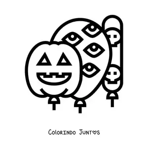 Desenho para colorir de três balões de Halloween