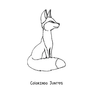 Desenho para colorir de uma raposa sentada de perfil estilo anime