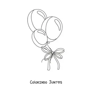 Desenho para colorir de três balões de presente com um laço