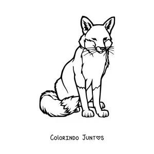 Desenho para colorir de uma raposa selvagem sentada