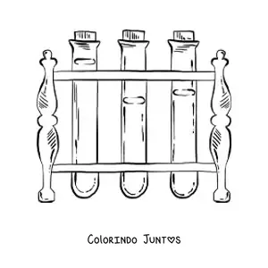 Desenho para colorir de reagentes químicos em tubos de ensaio