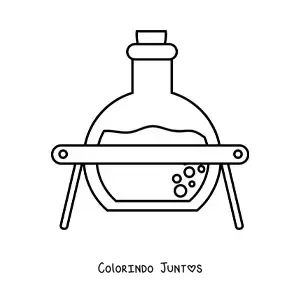 Desenho para colorir de uma solução química em um frasco erlenmeyer