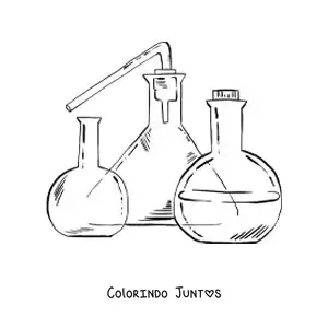 Desenho para colorir dos instrumentos de laboratório de química