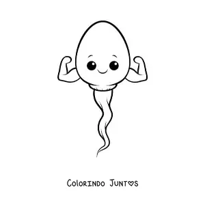 Desenho para colorir de um espermatozoide kawaii