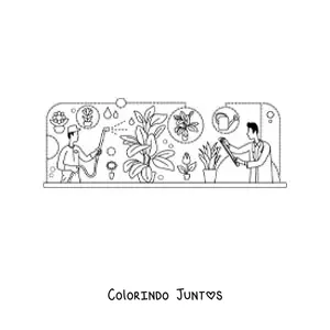Desenho para colorir da ciência botânica