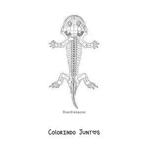 Desenho para colorir de um fóssil de anfíbio branquiossauro