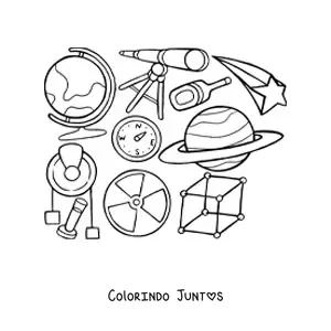 Desenho para colorir de elementos de física