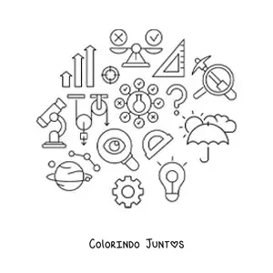 Desenho para colorir de elementos de estudo da física clássica
