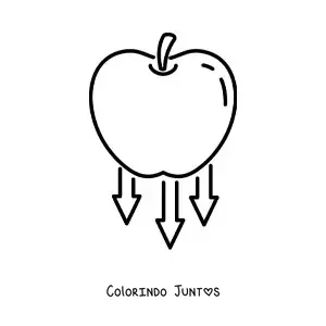 Desenho para colorir de uma maçã caindo representando a gravidade