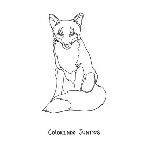 Desenho para colorir de uma raposa selvagem sentada de frente