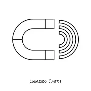 Desenho para colorir de um ímã e seu magnetismo