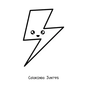 Desenho para colorir de um raio animado kawaii