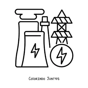 Desenho para colorir de uma usina de geracao de energia eletrica