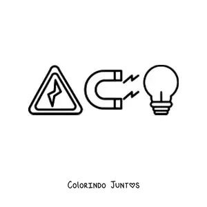 Desenho para colorir de simbolos de eletricidade e magnetismo