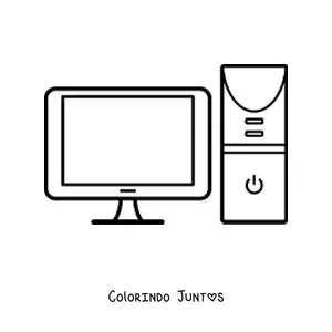 Desenho para colorir de um CPU e um monitor moderno