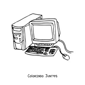 Desenho para colorir das partes de um computador antigo