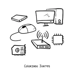 Desenho para colorir das partes de um computador