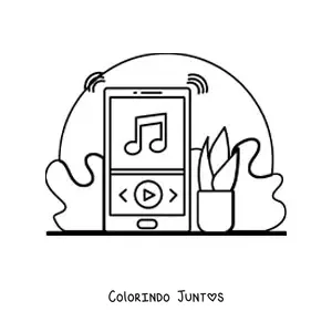 Desenho para colorir de um celular reproduzindo musica