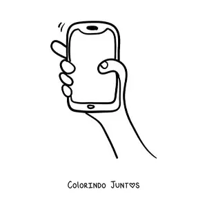Desenho para colorir de uma mao segurando um smartphone