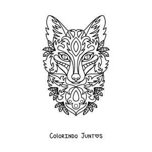 Desenho para colorir de uma mandala em formato de raposa