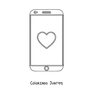 Desenho para colorir de um smartphone com um coracao