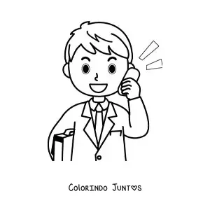 Desenho para colorir de um homem de terno falando ao telefone