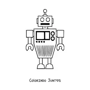 Desenho para colorir de um robo desenhado com figuras geometricas