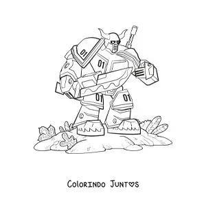 Desenho para colorir de um robo gigante de combate