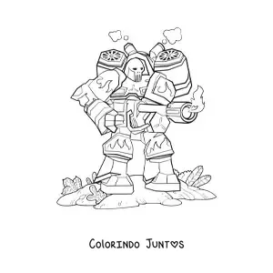 Desenho para colorir de um robo de combate atirando