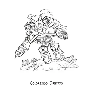 Desenho para colorir de um robo de guerra voando