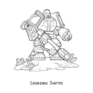 Desenho para colorir de um robo de combate na batalha
