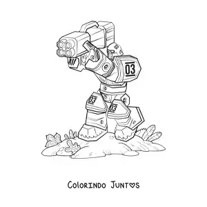 Desenho para colorir de um robo com arma gigante