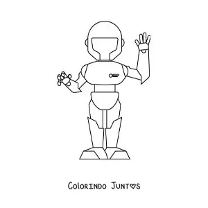 Desenho para colorir de um robo humanoide
