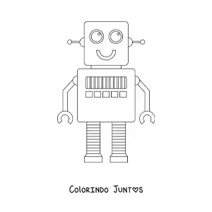 Desenho para colorir de um robo infantil sorridente