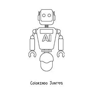 Desenho para colorir de um robo com inteligencia artificial