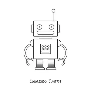 Desenho para colorir de um robo infantil pequeno
