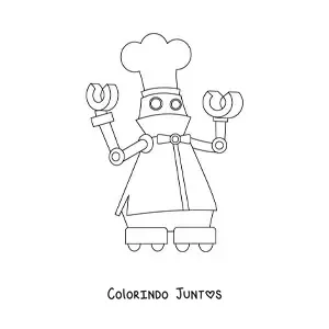 Desenho para colorir de um robo chef