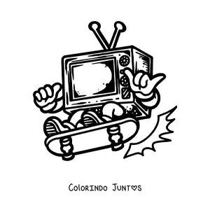 Desenho para colorir de uma televisao animada