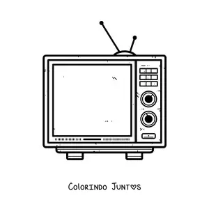 Desenho para colorir de uma televisao com antena