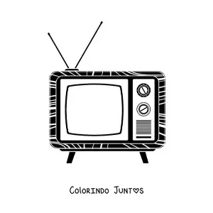 Desenho para colorir de uma televisao antiga com antena