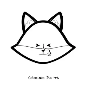 Desenho para colorir do rosto de uma raposa animada com os olhos fechados e sorridente